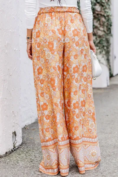 🌸 Floral Tie Front Wide Leg Pants 🌸