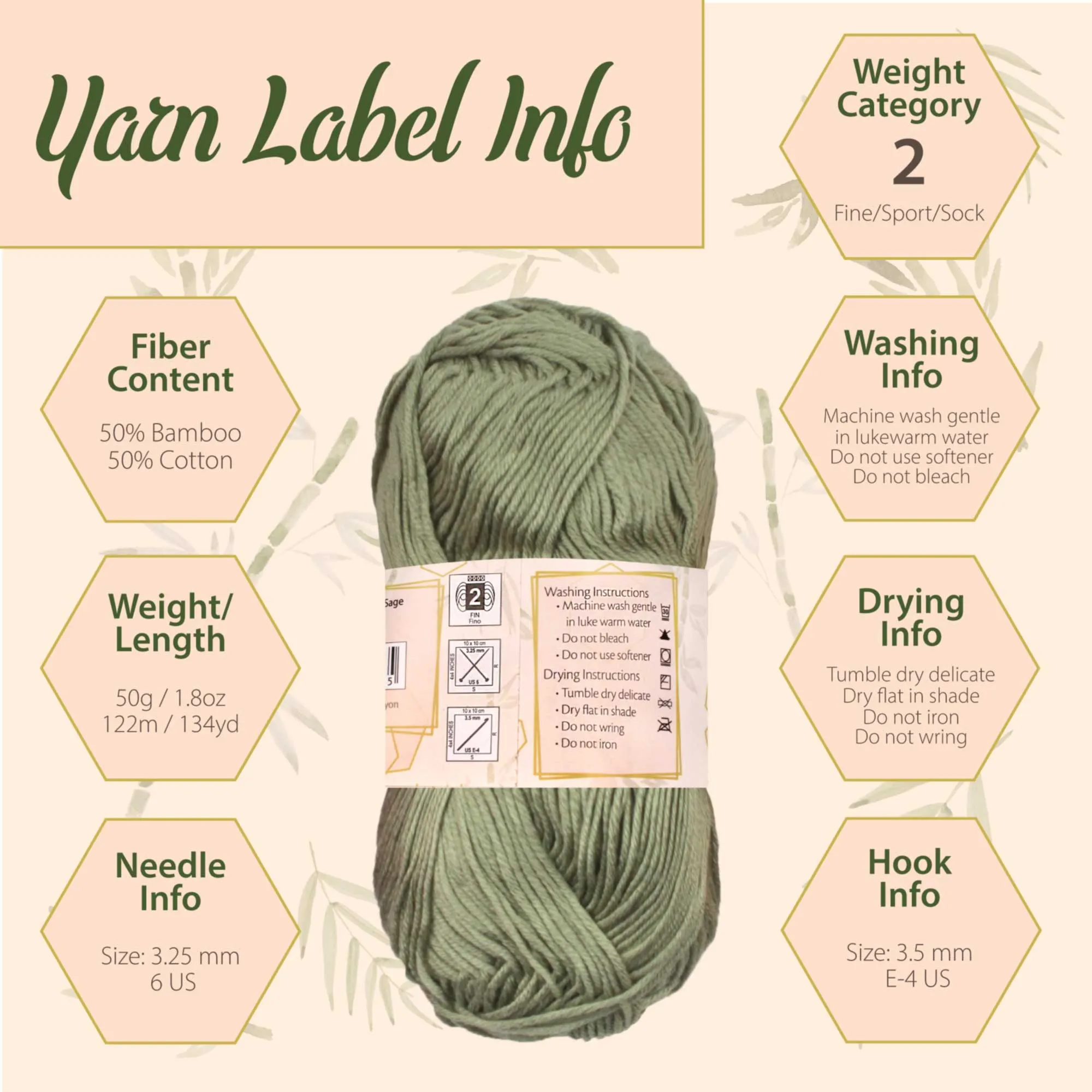 Bamboo Cotton Sport Yarn: 8 Skein Packs