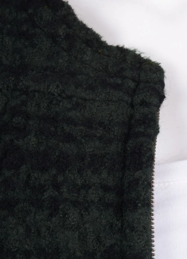 Black and Green Wool Textured Knit Wool Swing Jacket