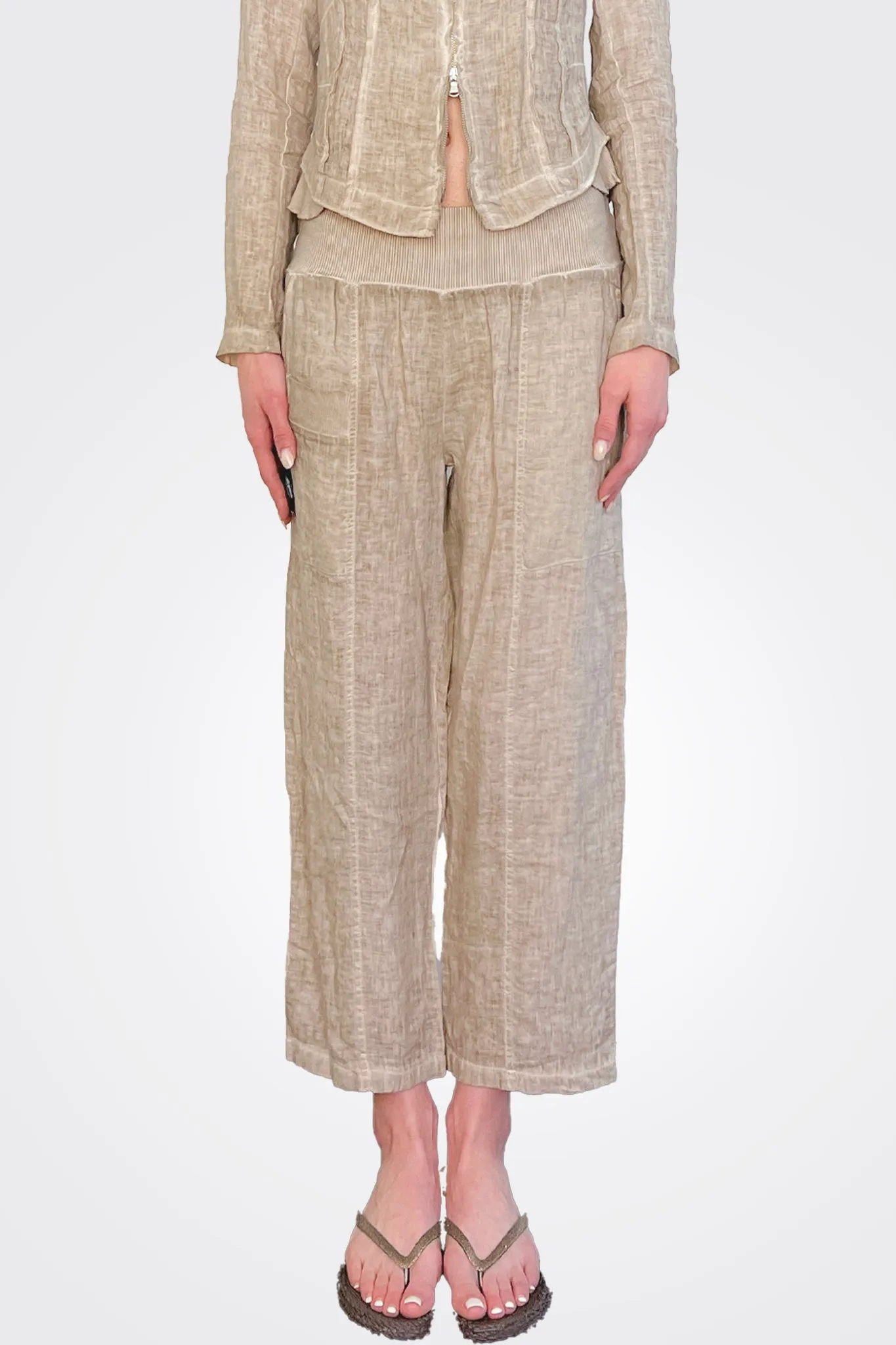 Capri Linen Crop Pant - Bamboo