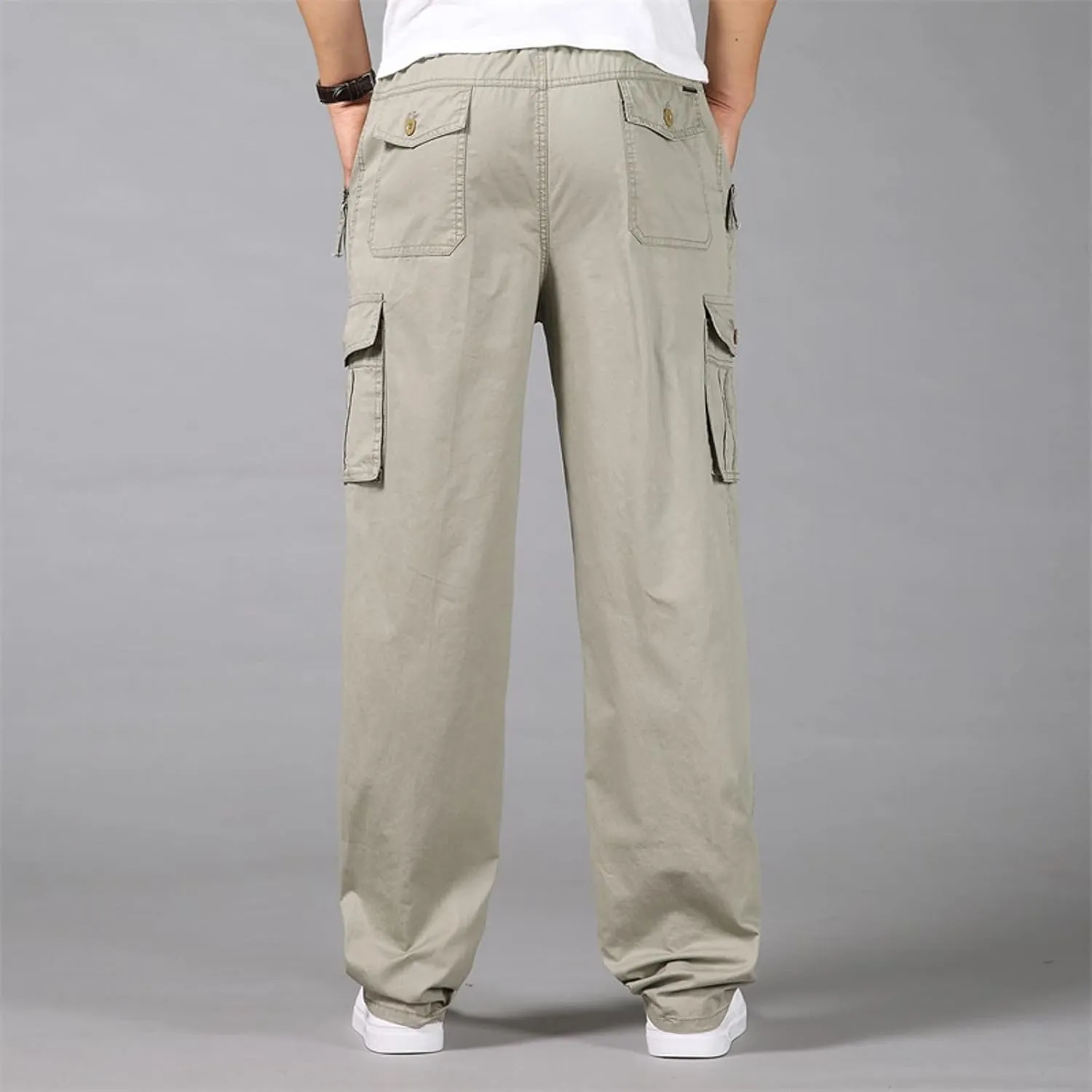 Cargo Pants for Men Relaxed Fit Elastic Running Athletic Sports Pants Casual Straight-Leg Trousers Mens Heavyweight