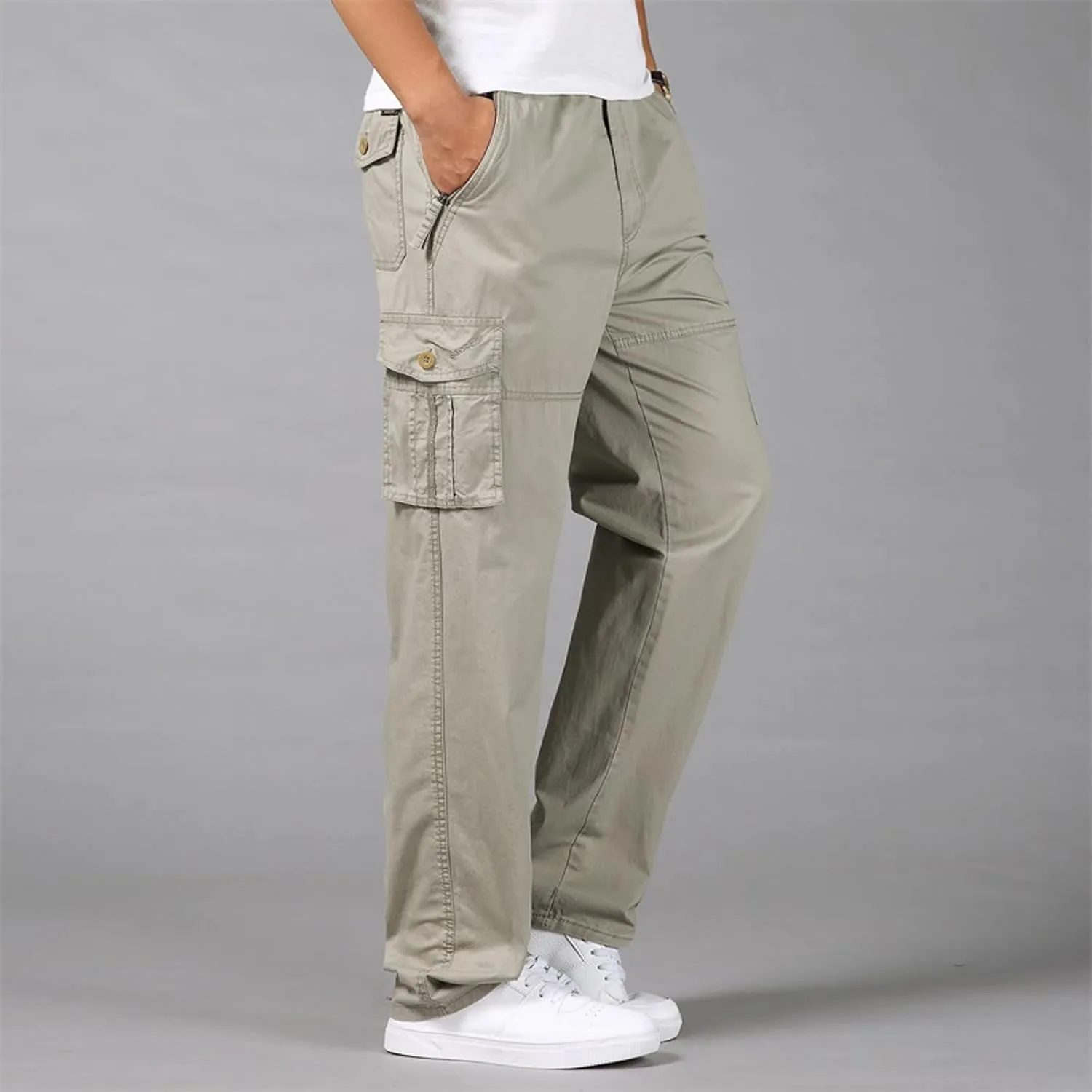 Cargo Pants for Men Relaxed Fit Elastic Running Athletic Sports Pants Casual Straight-Leg Trousers Mens Heavyweight