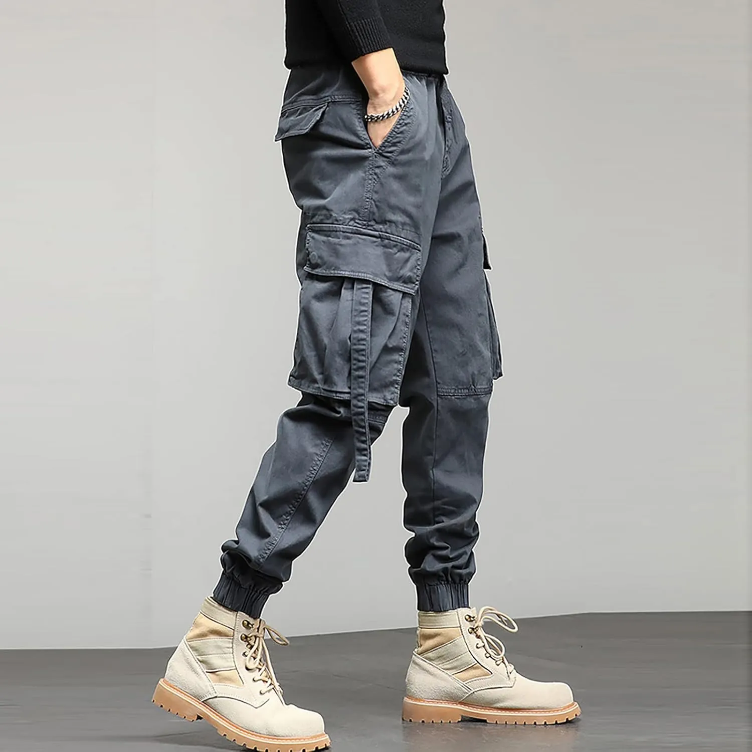 Cargo Pants for Men Relaxed Fit Performance Open Bottom Workout Quick Dry Pants for Athletic Jogging Training Casual