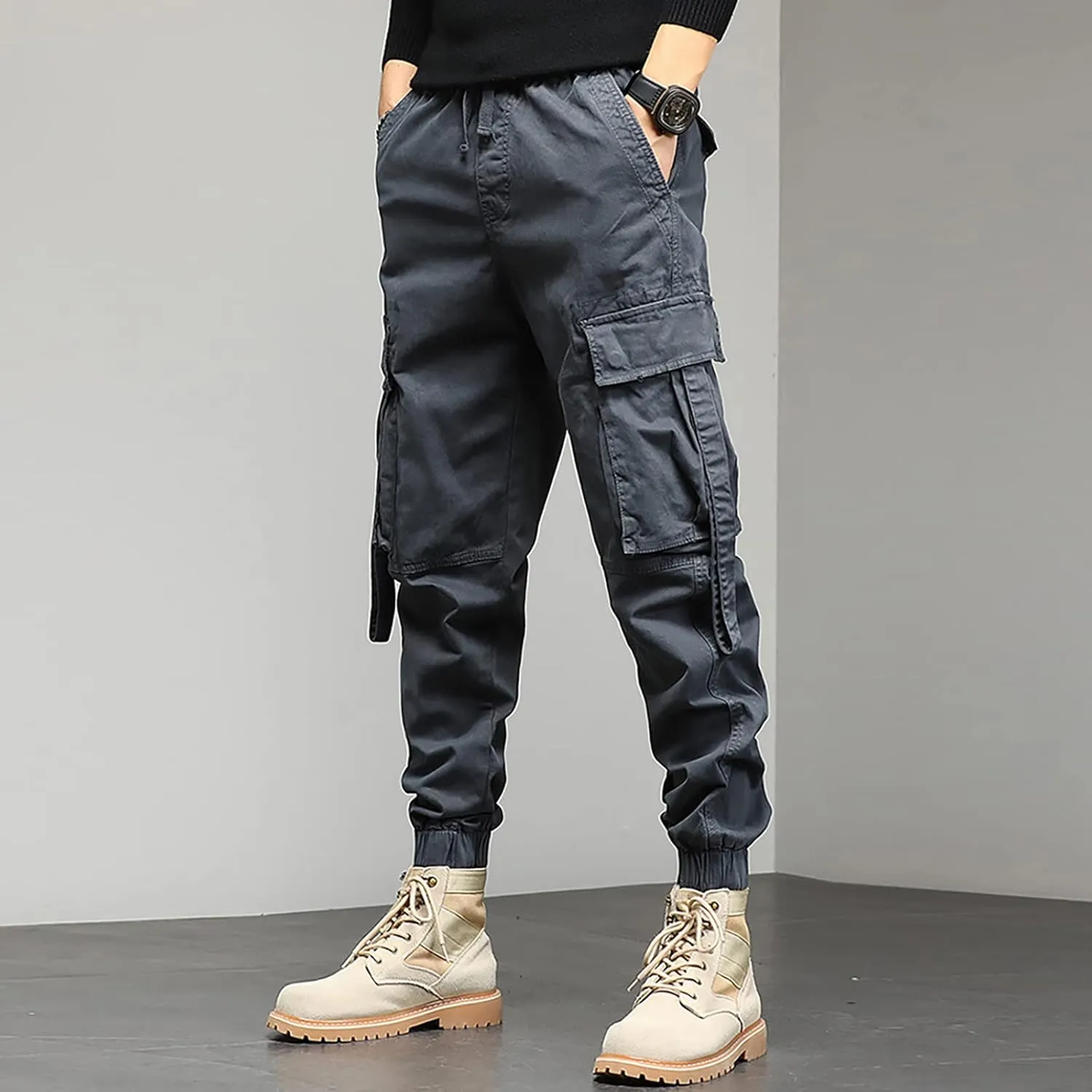 Cargo Pants for Men Relaxed Fit Performance Open Bottom Workout Quick Dry Pants for Athletic Jogging Training Casual