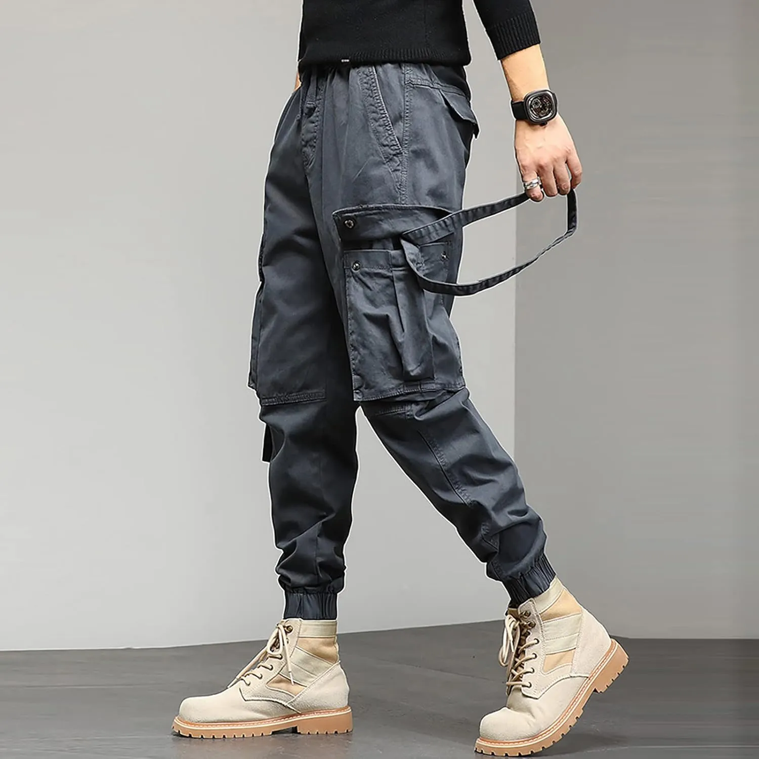 Cargo Pants for Men Relaxed Fit Performance Open Bottom Workout Quick Dry Pants for Athletic Jogging Training Casual