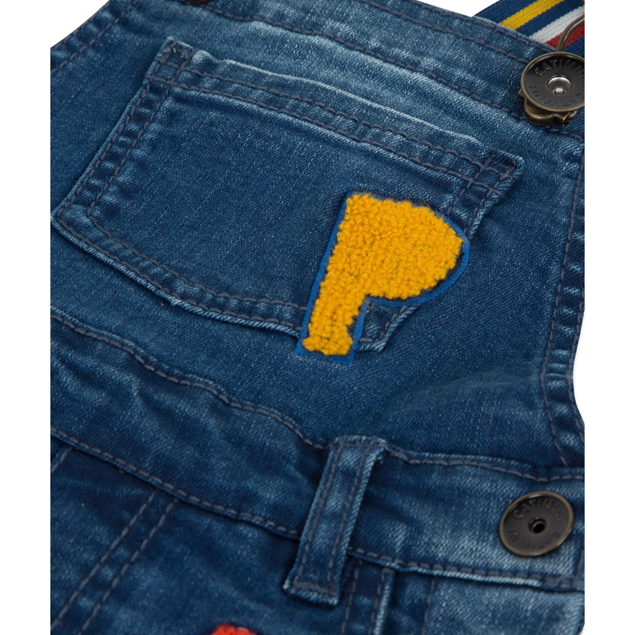 CATIMINI Patched denim overalls