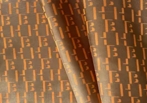 Designer Tangerine "H"s & "B"s on Raw Umber Rayon Bemberg Lining (Made in Italy)