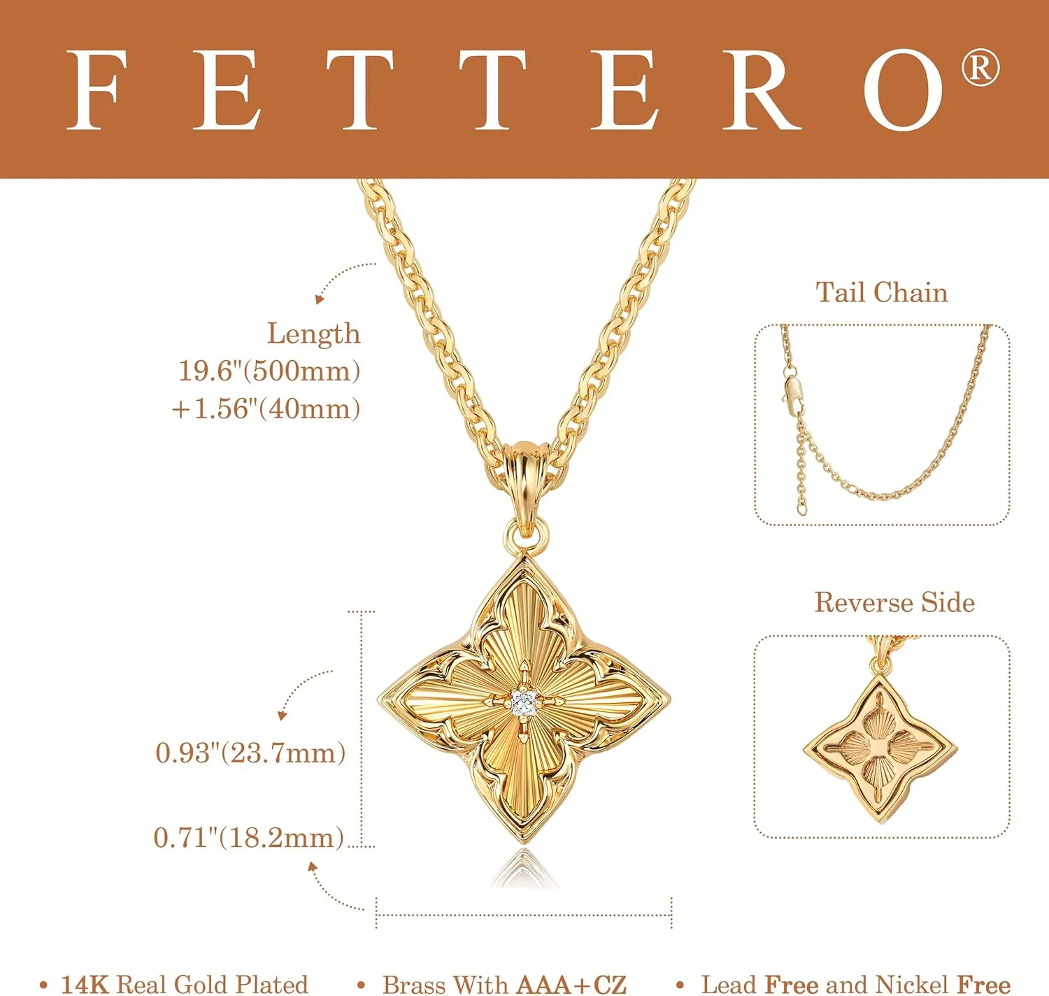 Fettero Gold Clover Necklace for Women Dainty 14K Gold Plated CZ Pendant Necklace Adjustable Chain Choker Charm Colorful Clover Pendant Lucky Necklaces for Women Jewelry