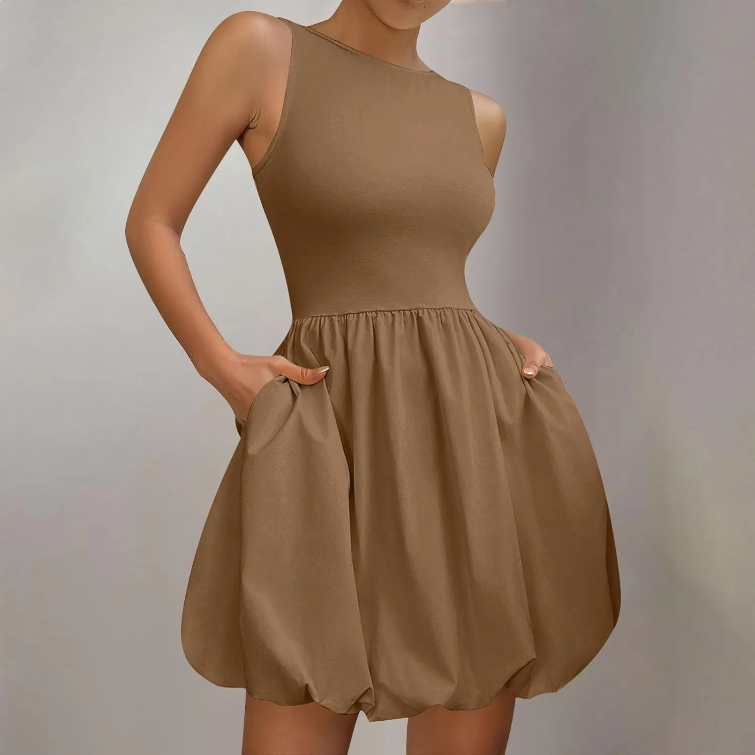 Finelylove Summer Dresses for Women 2025 Tube Strapless Mini Dress Off Shoulder Smocked A Line Ruffle Flowy Party Dresses