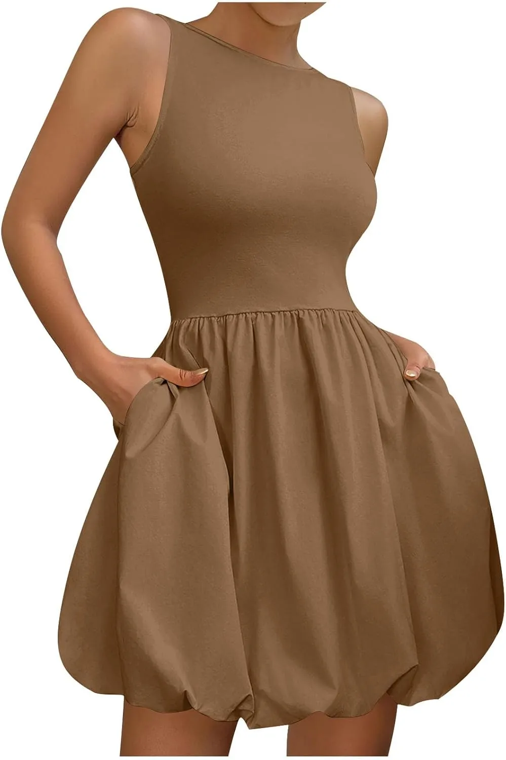 Finelylove Summer Dresses for Women 2025 Tube Strapless Mini Dress Off Shoulder Smocked A Line Ruffle Flowy Party Dresses