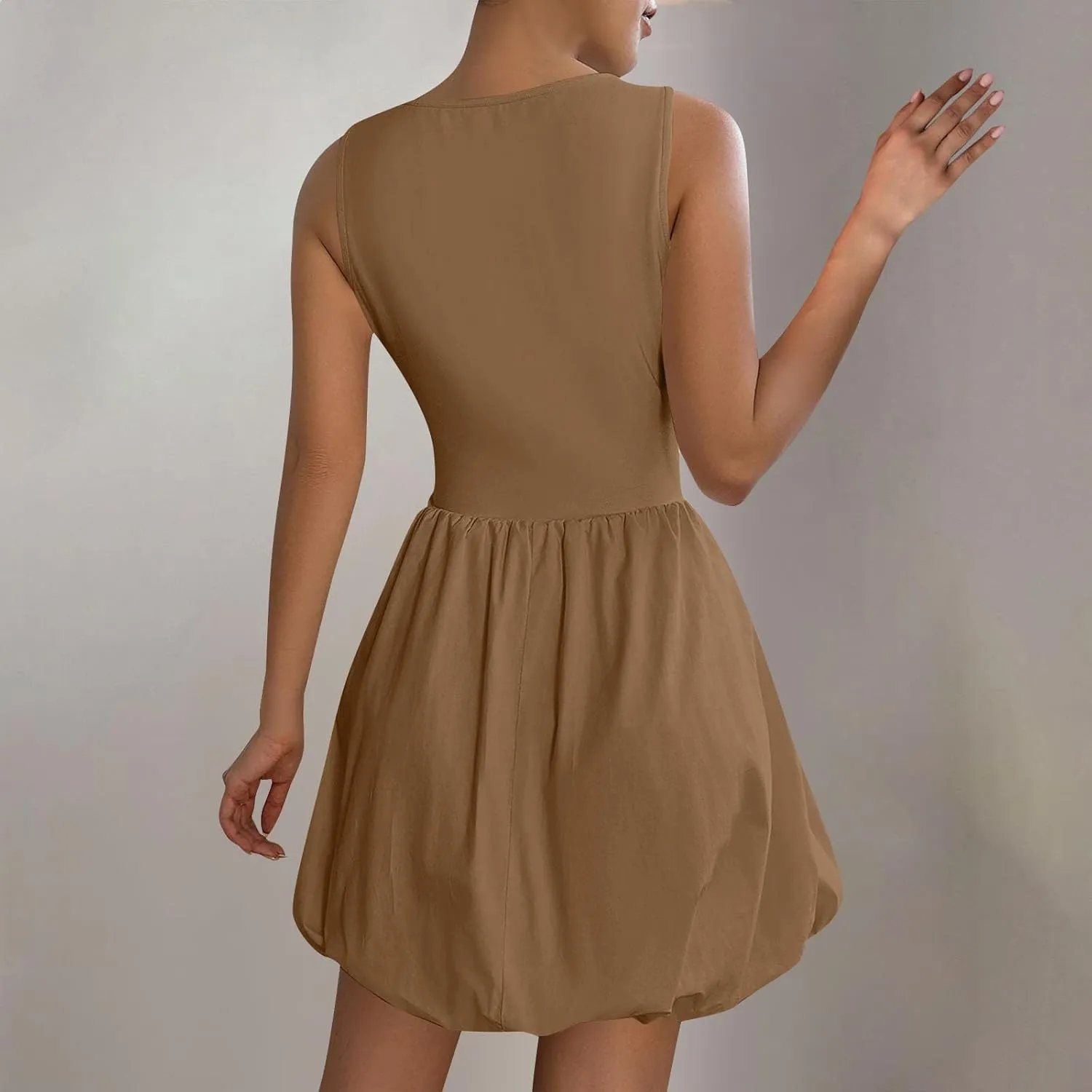 Finelylove Summer Dresses for Women 2025 Tube Strapless Mini Dress Off Shoulder Smocked A Line Ruffle Flowy Party Dresses