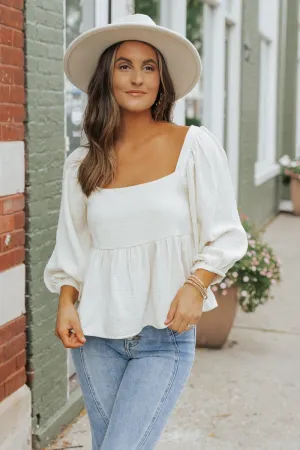 Hannah Cream Babydoll Top