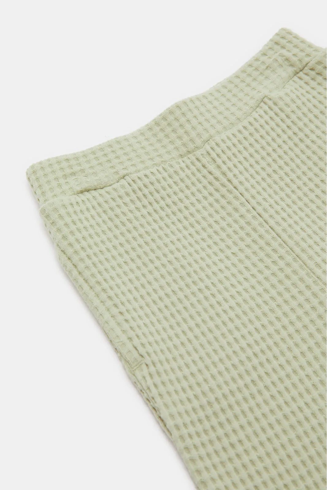 Infant Boys Green Waffle Shirt And Jogger Set (2 Piece)
