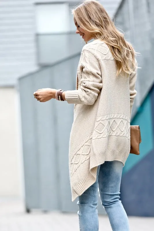 Ivory Cable Twist Sweater, Large