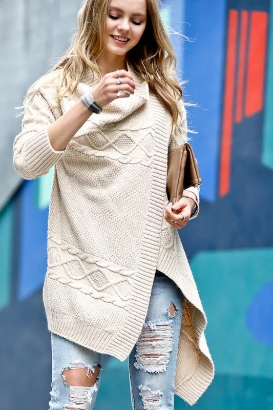 Ivory Cable Twist Sweater, Large