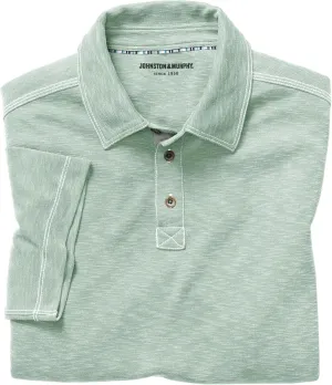 Johnston & Murphy Mens Vintage Slub Polo, Short Sleeve Collared Shirt for Men