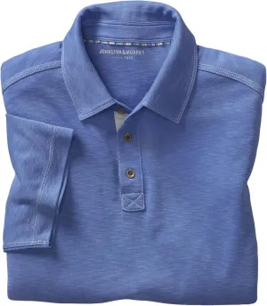 Johnston & Murphy Vintage Slub Polo - T-Shirt for Men - Short Sleeves - Spread Collar - Straight Hemline