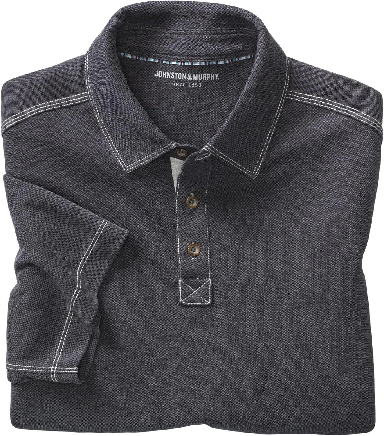 Johnston & Murphy Vintage Slub Polo - T-Shirt for Men - Short Sleeves - Spread Collar - Straight Hemline