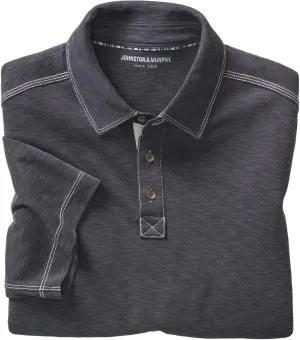 Johnston & Murphy Vintage Slub Polo - T-Shirt for Men - Short Sleeves - Spread Collar - Straight Hemline