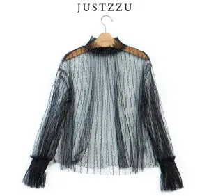 JUSTZZU Women's Chiffon Blouses