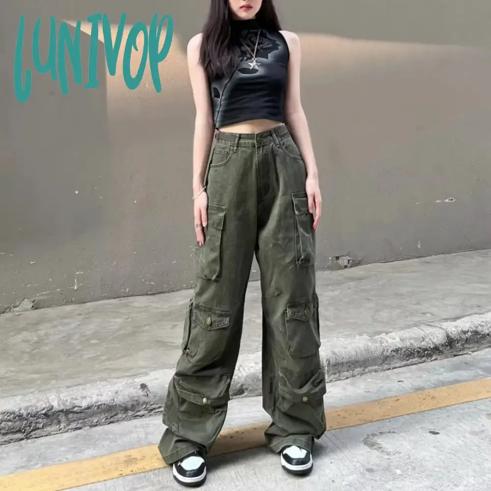 Lunivop concert outfit American Retro Functional Overalls Women's Ins High Street Fried Street Ruan Handsome Women's Ruan Handsome Pants Fashion