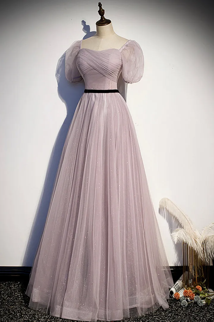 Luolandi A-Line Tulle Long Prom Dresses Simple Evening Dresses Floor Length