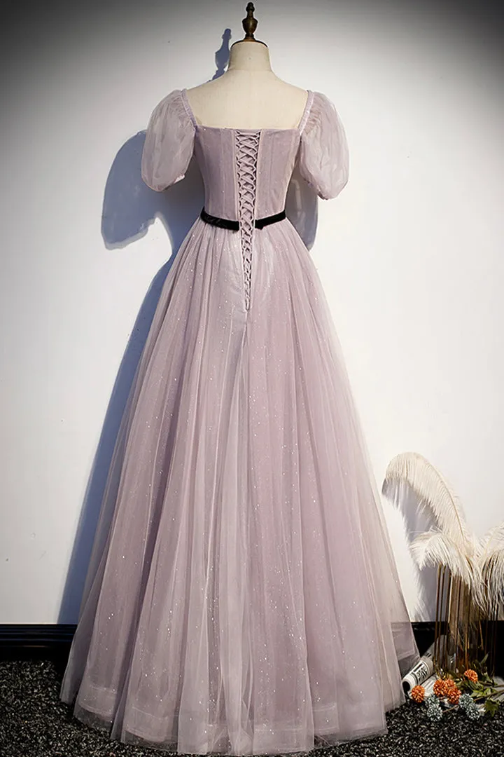 Luolandi A-Line Tulle Long Prom Dresses Simple Evening Dresses Floor Length