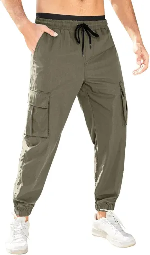 Mens Workout Cargo Sweatpants Cargo Pants Hiking Pant Workout Joggers Men's Reflective Cargo Pants Hiphop Punk Jogger