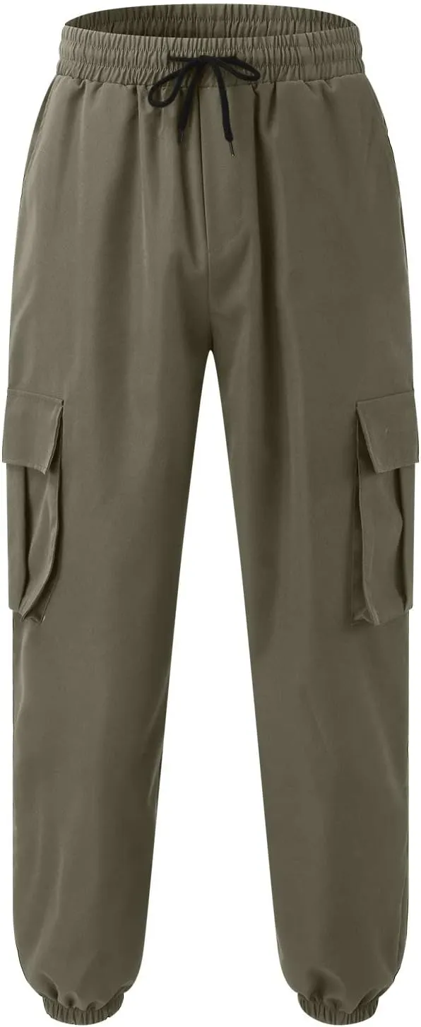Mens Workout Cargo Sweatpants Cargo Pants Hiking Pant Workout Joggers Men's Reflective Cargo Pants Hiphop Punk Jogger