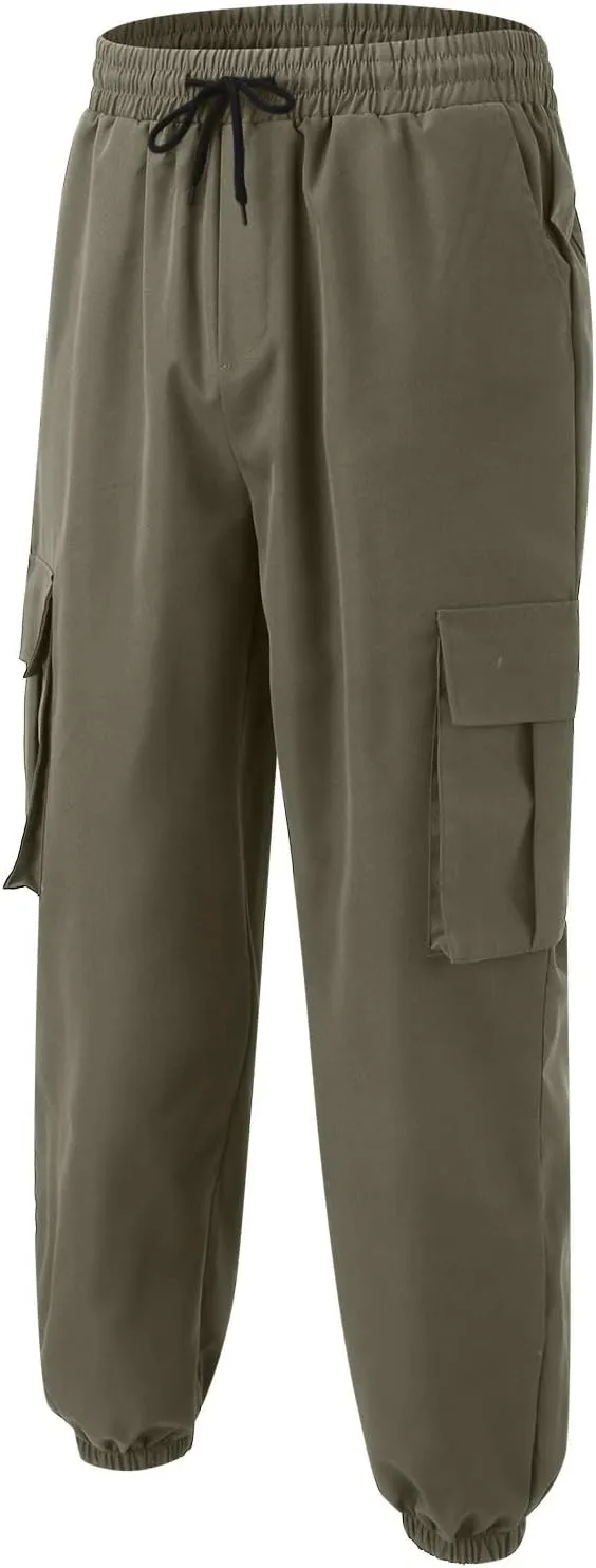 Mens Workout Cargo Sweatpants Cargo Pants Hiking Pant Workout Joggers Men's Reflective Cargo Pants Hiphop Punk Jogger