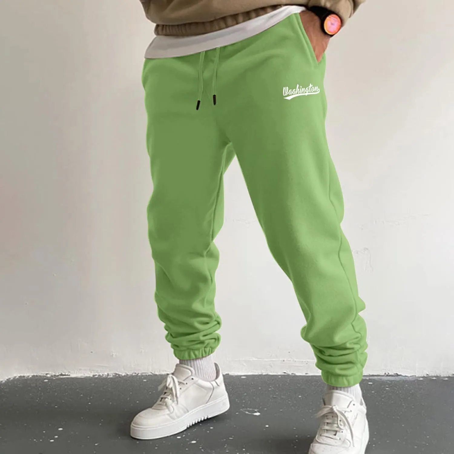 Mens Workout Cargo Sweatpants Sports Pant Men's Cargo Pants Elastic Waist Joggers Solid Casual Multi Pockets Outdoor