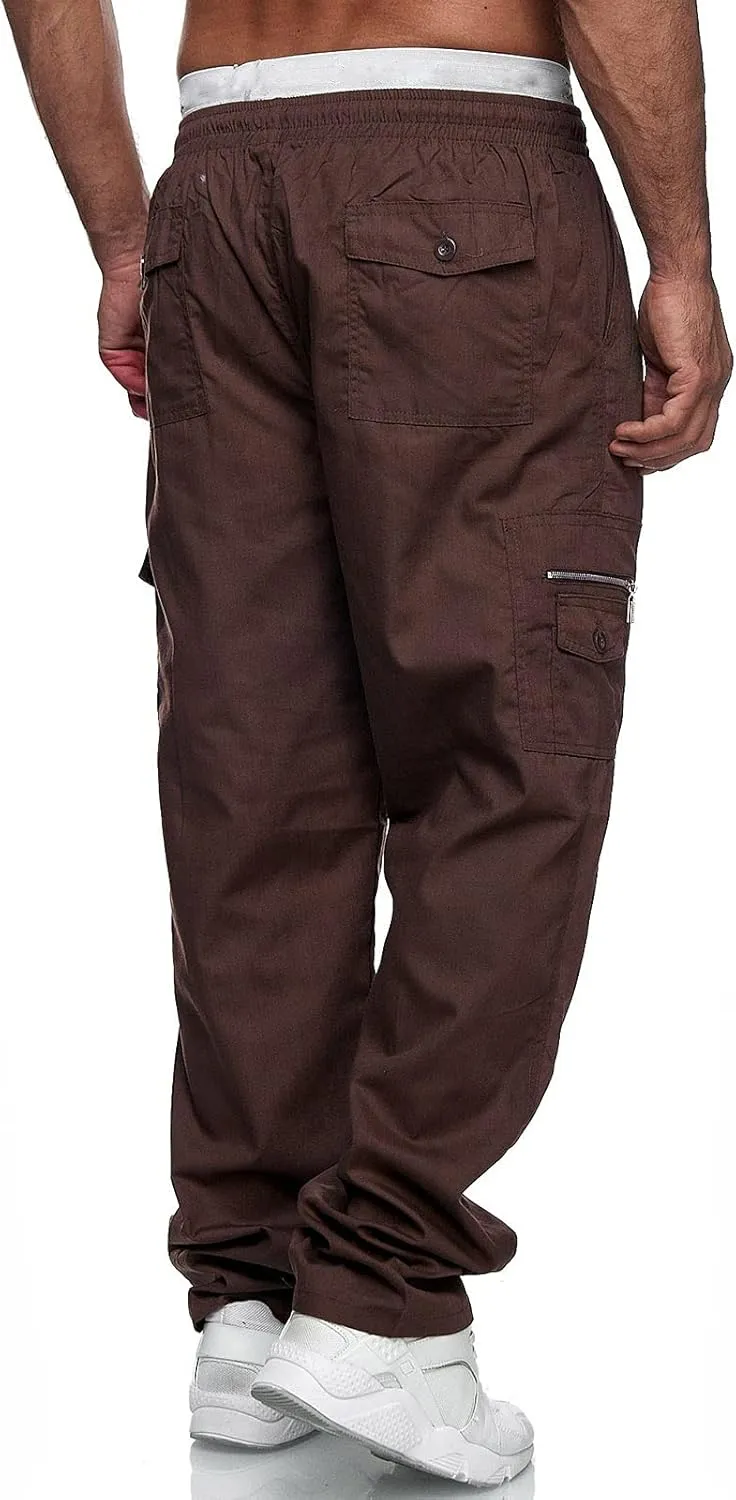 Mens Workout Cargo Sweatpants Tactical Pant Rip-Stop Hiking Pants Men Trouser Drawstring Work Joggers Men's Sweatpant