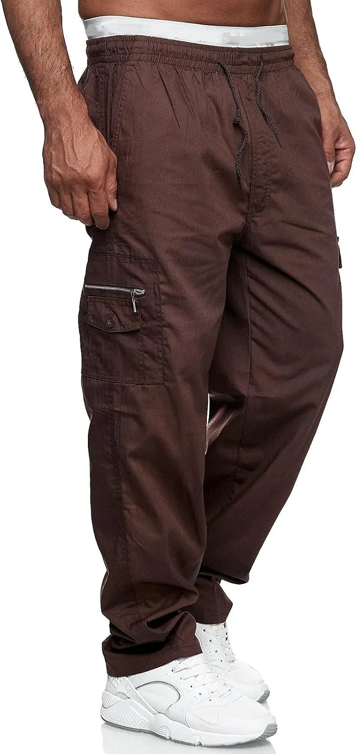 Mens Workout Cargo Sweatpants Tactical Pant Rip-Stop Hiking Pants Men Trouser Drawstring Work Joggers Men's Sweatpant