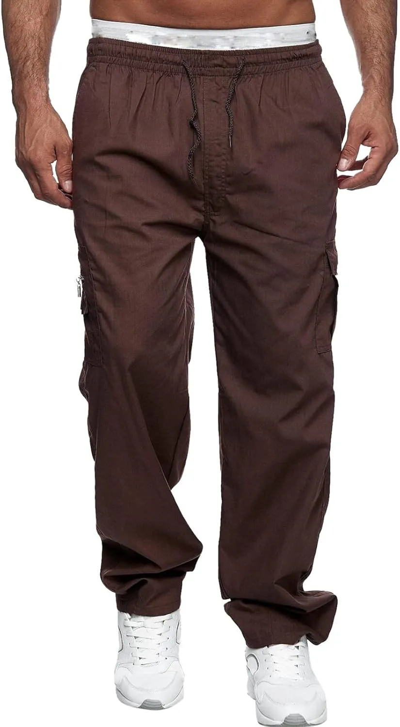 Mens Workout Cargo Sweatpants Tactical Pant Rip-Stop Hiking Pants Men Trouser Drawstring Work Joggers Men's Sweatpant