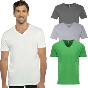 Next Level Mens V-Neck Cotton T-Shirt Short Sleeve Tee Set of 3, Medium Multicolor