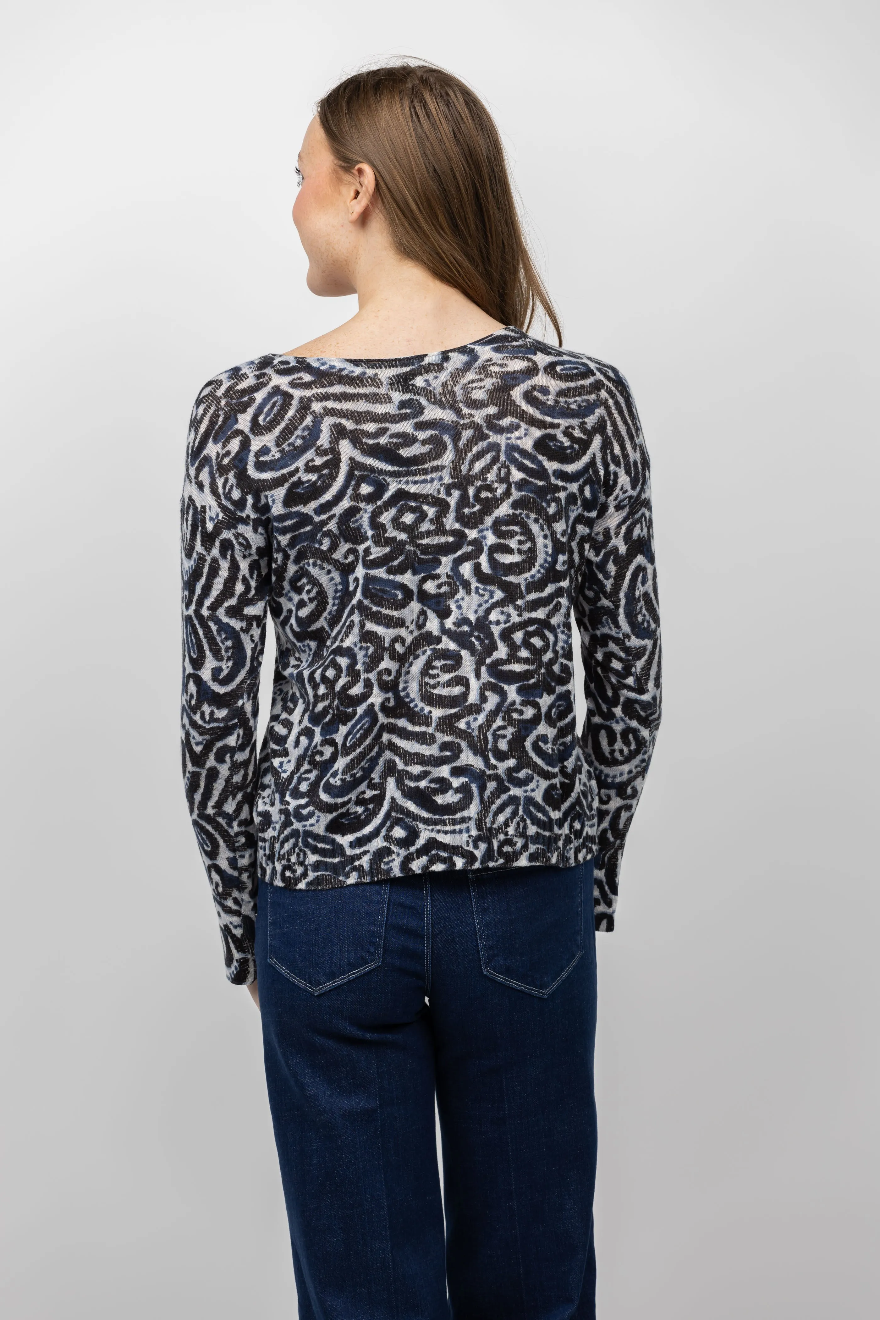 Nic   Zoe Paisley Sweater in Indigo Multi