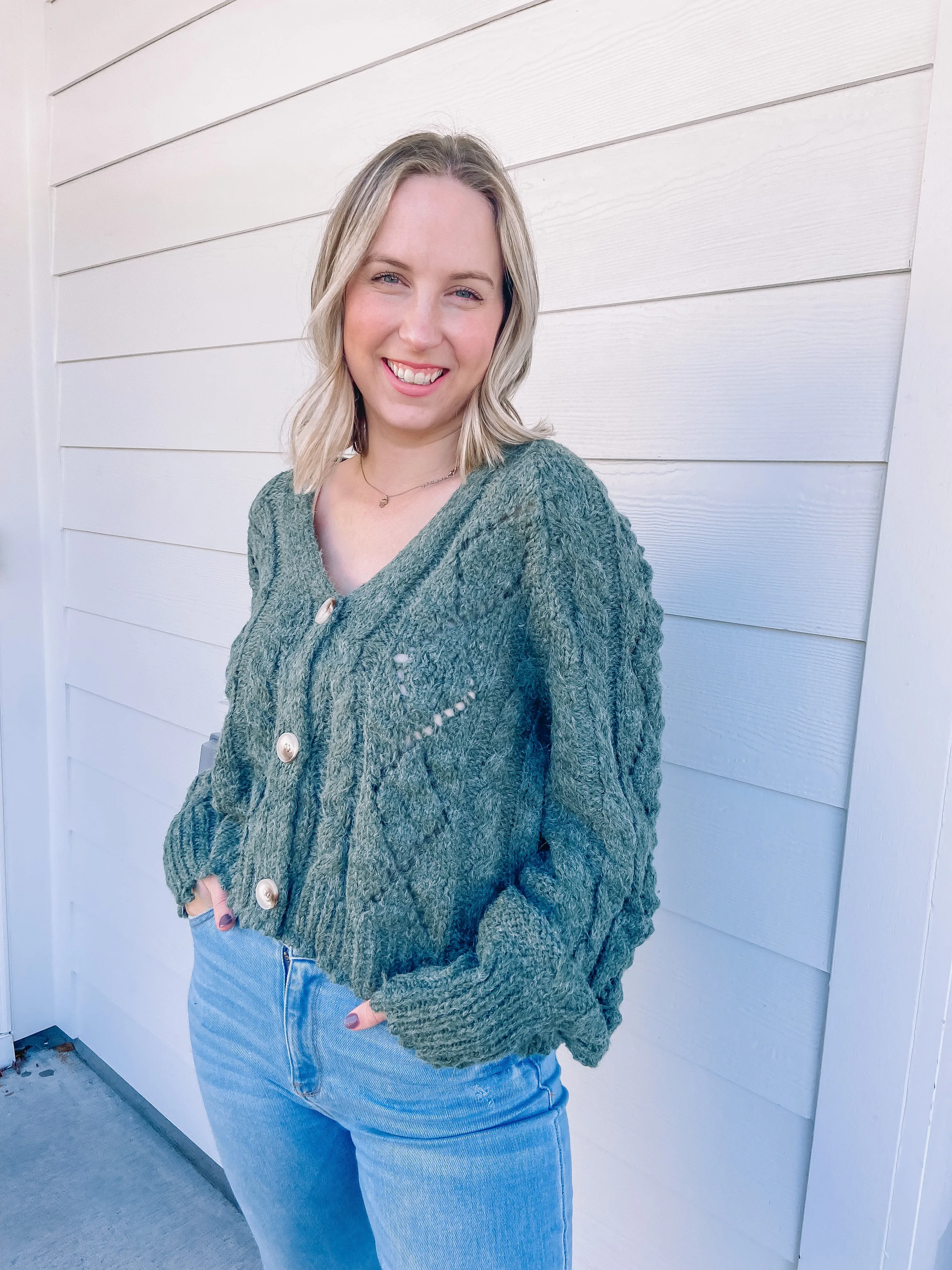 Overboard Sweater in Cactus Green
