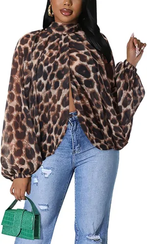Sexy Tops for Women Party Club Night Batwing Sleeve Chiffon Sheer Self Tie Back Front Open Women Shirts Casual Summer