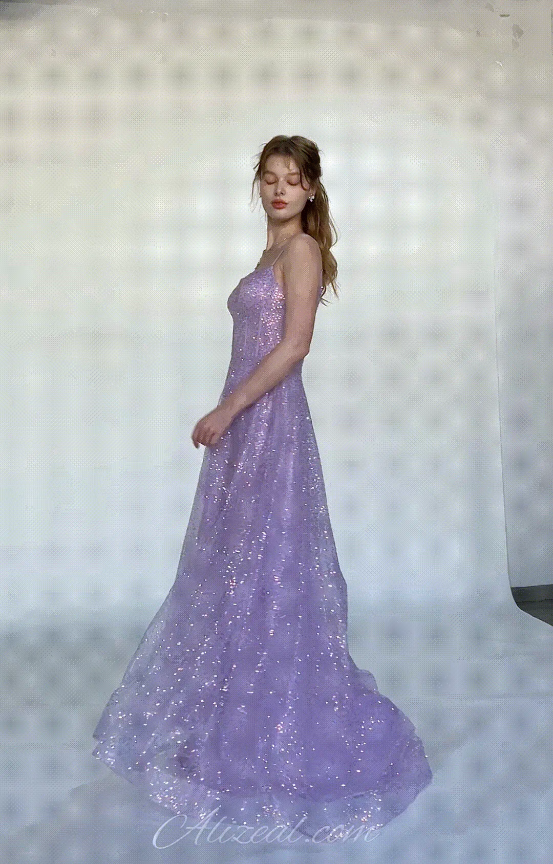 Spaghetti Straps Deep V-Neck Sequin A-Line Dresses