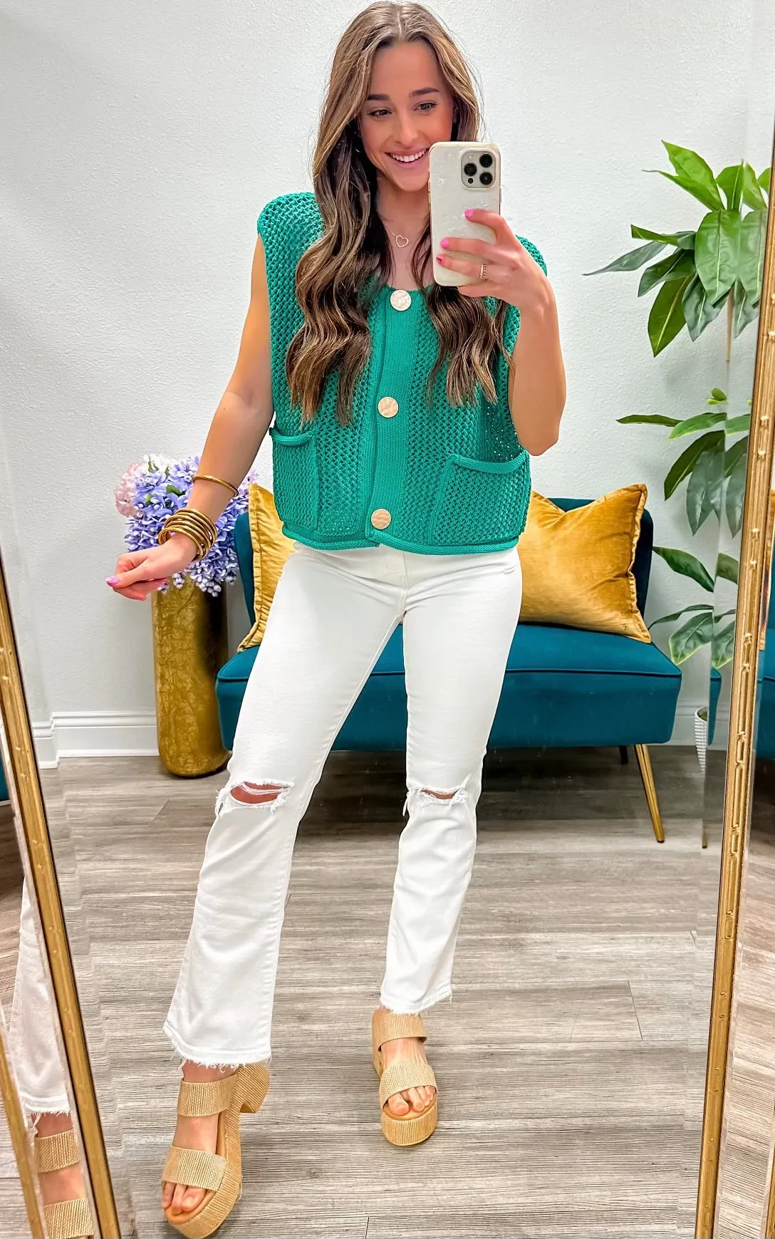 Sweater Knit Sleeveless Cropped Vest