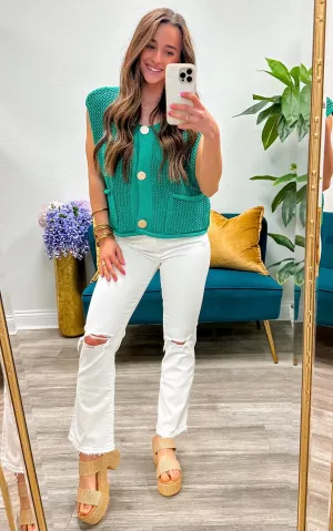 Sweater Knit Sleeveless Cropped Vest