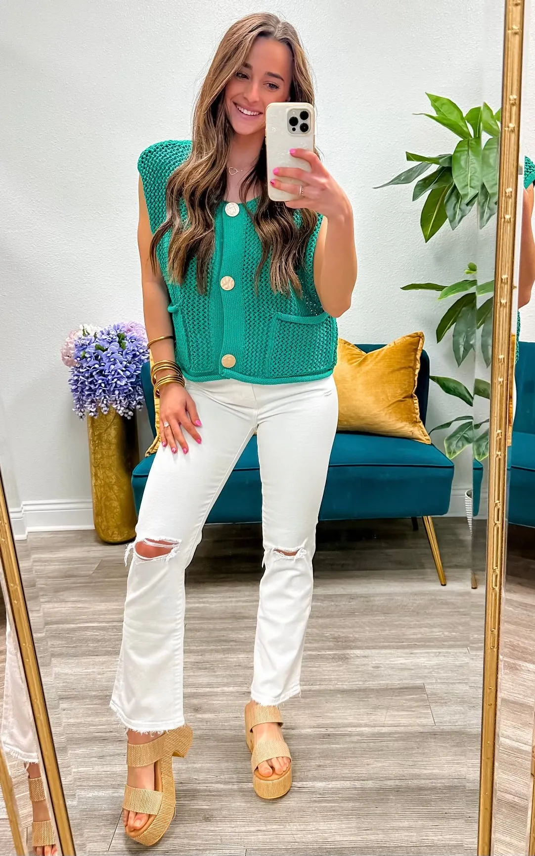 Sweater Knit Sleeveless Cropped Vest