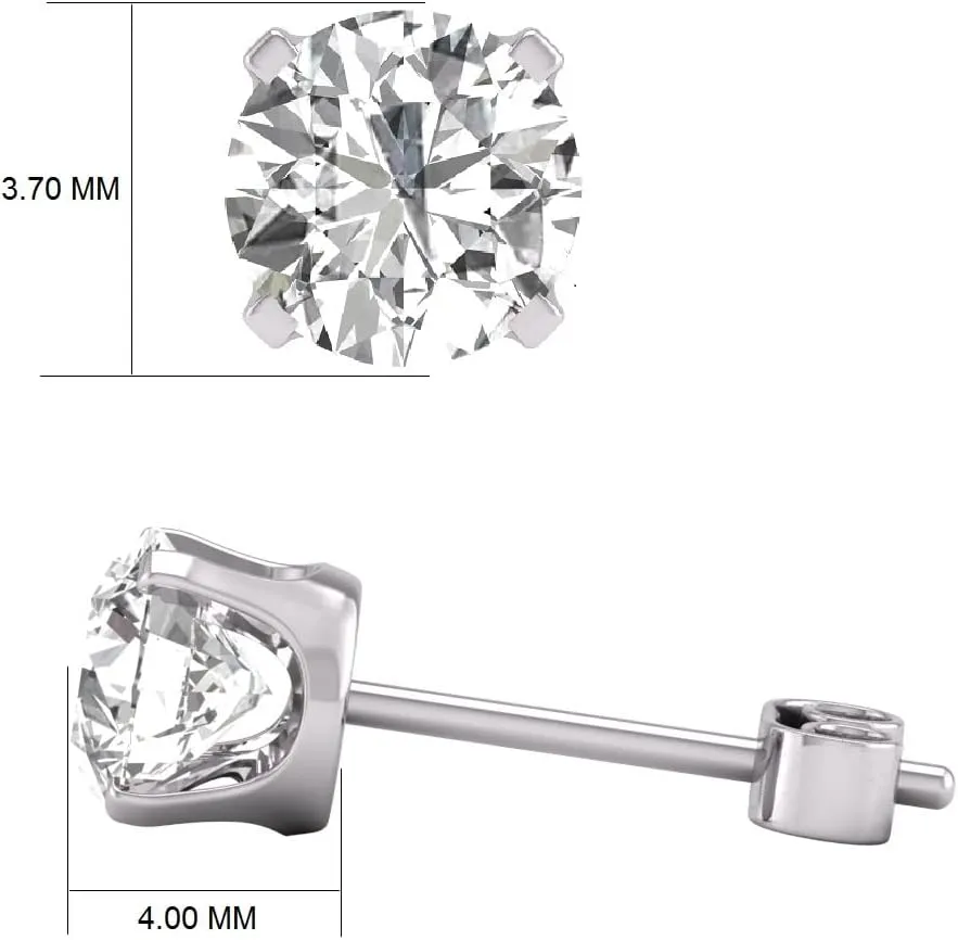 TimeLess Classics 1/4-3/4 CTW Natural Diamond Solitaire Stud Earrings For Women in 14K White and Yellow Gold - Gift For Her