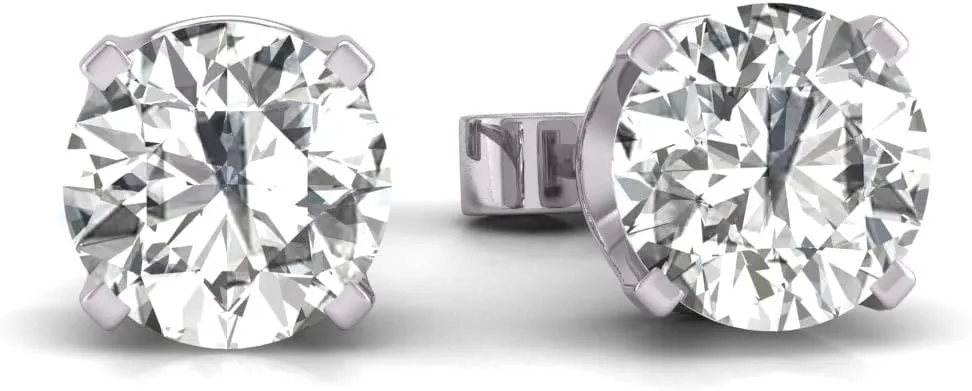 TimeLess Classics 1/4-3/4 CTW Natural Diamond Solitaire Stud Earrings For Women in 14K White and Yellow Gold - Gift For Her
