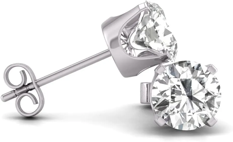 TimeLess Classics 1/4-3/4 CTW Natural Diamond Solitaire Stud Earrings For Women in 14K White and Yellow Gold - Gift For Her
