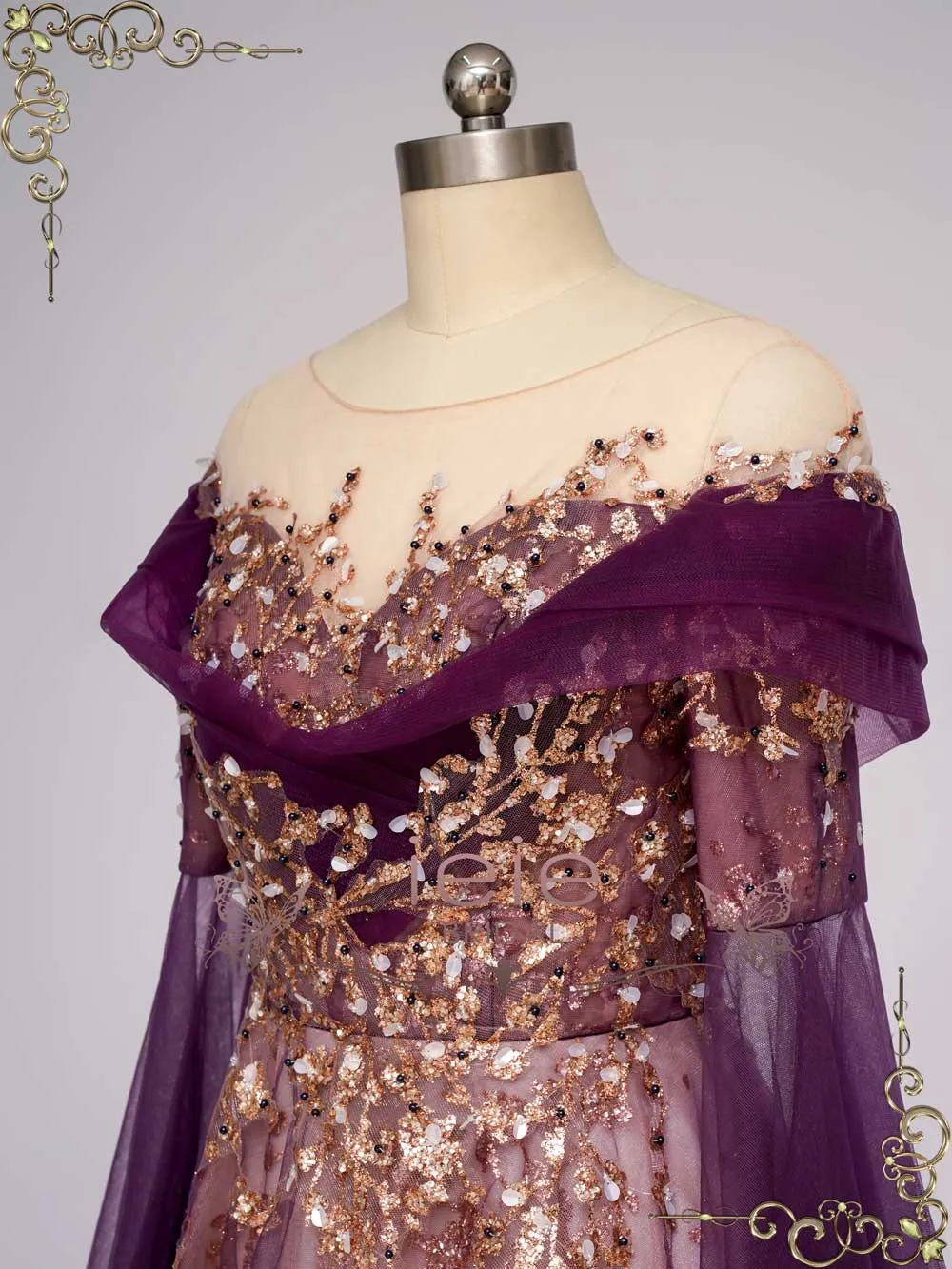 Unique Purple Gold Medieval Wedding Dress ANNORA