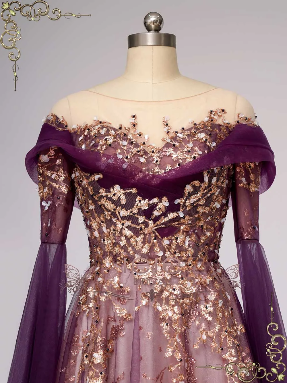 Unique Purple Gold Medieval Wedding Dress ANNORA