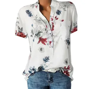 Women Printing Pocket Plus Size Blouse