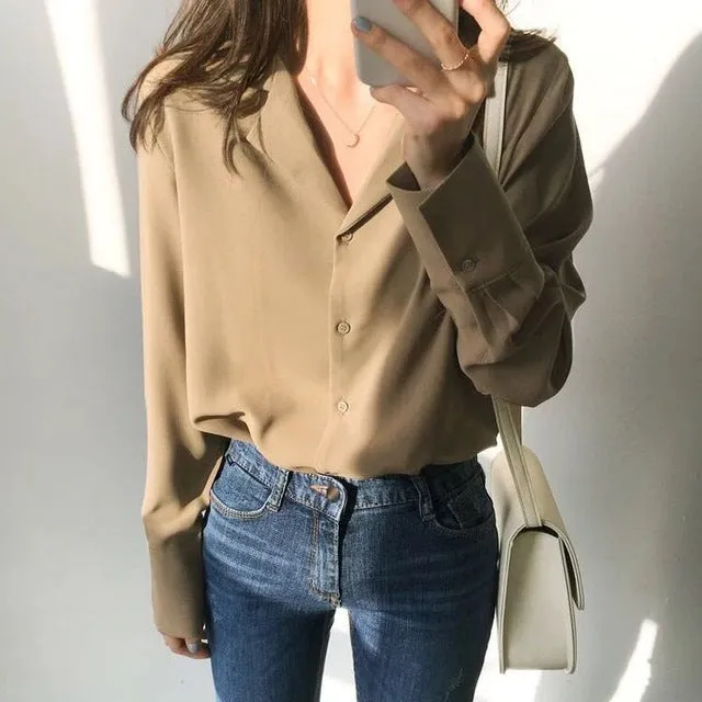 womens tops and blouses solid white chiffon blouse